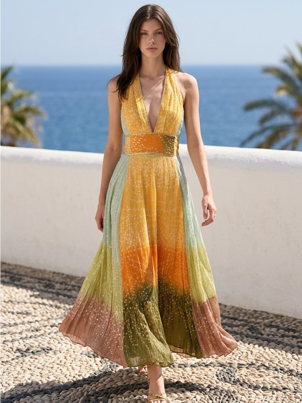 Signature Bohemian Halter dress Designed by Foley/Carinna bought in St.Thomas